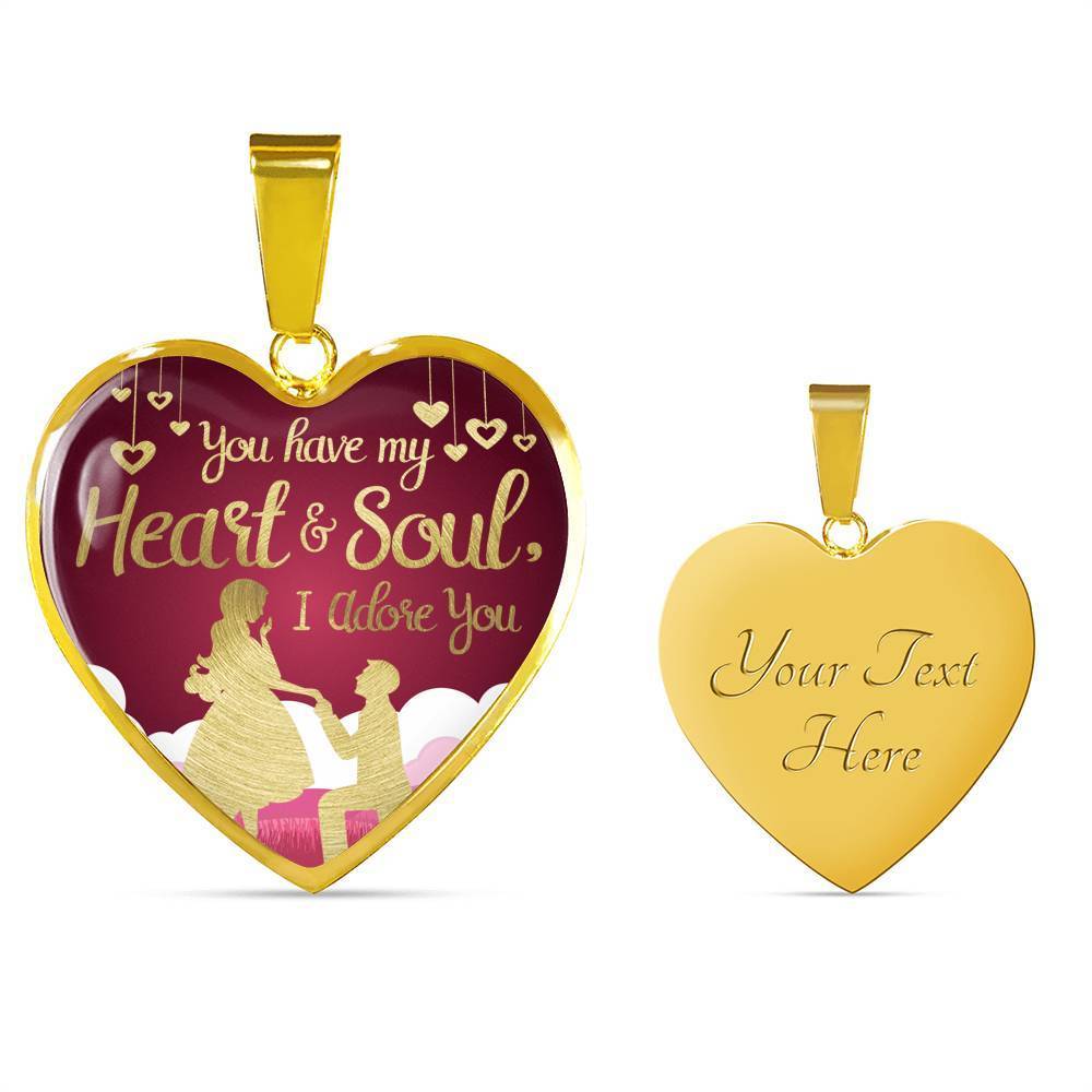 Stainless Steel or 18k Gold Heart Pendant Necklace B35957