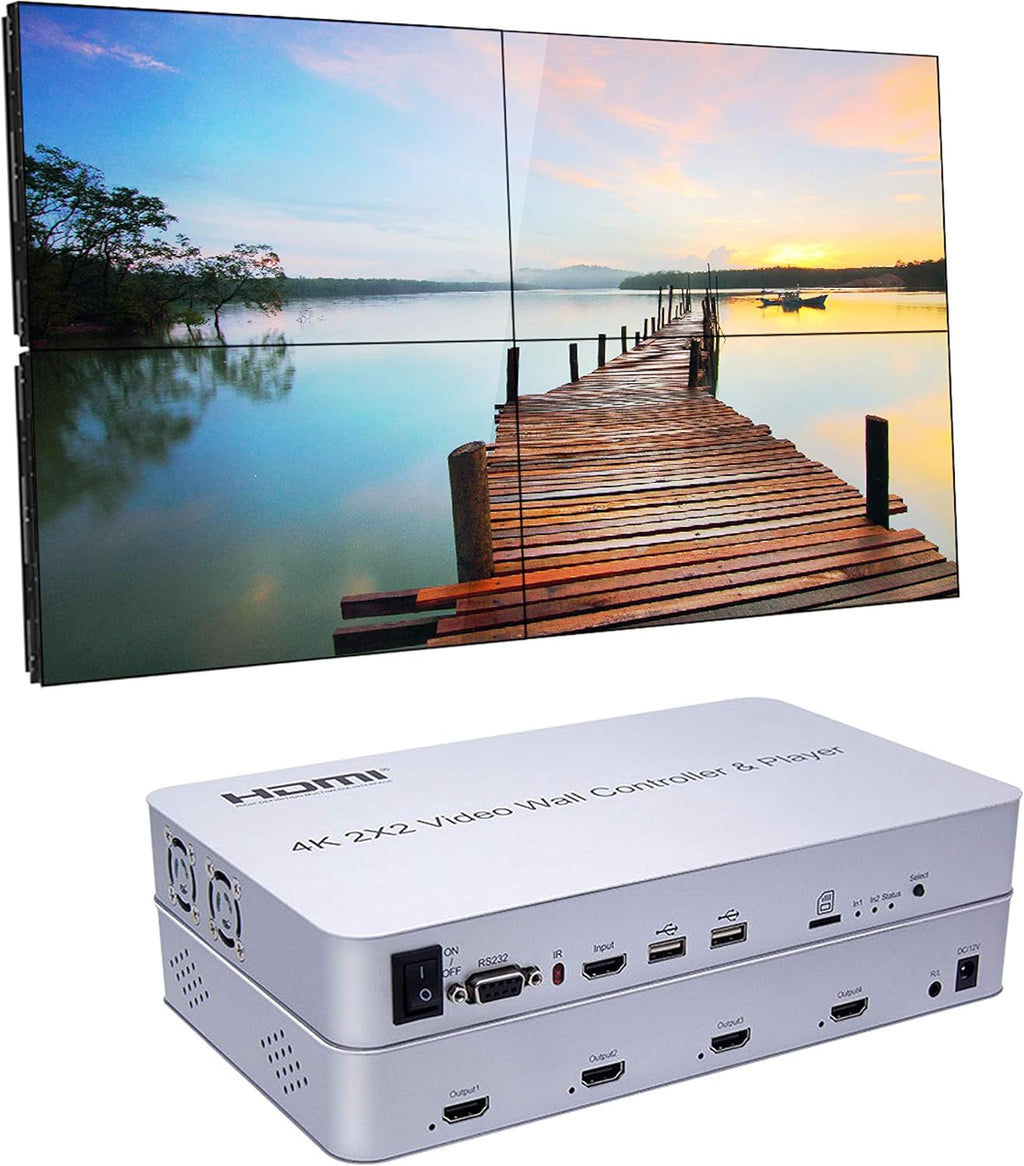 2x2 Video Wall Controller with Media Player, 1080p, HDMI 1.4, 1 HDMI Input & 4 Outputs Q7966