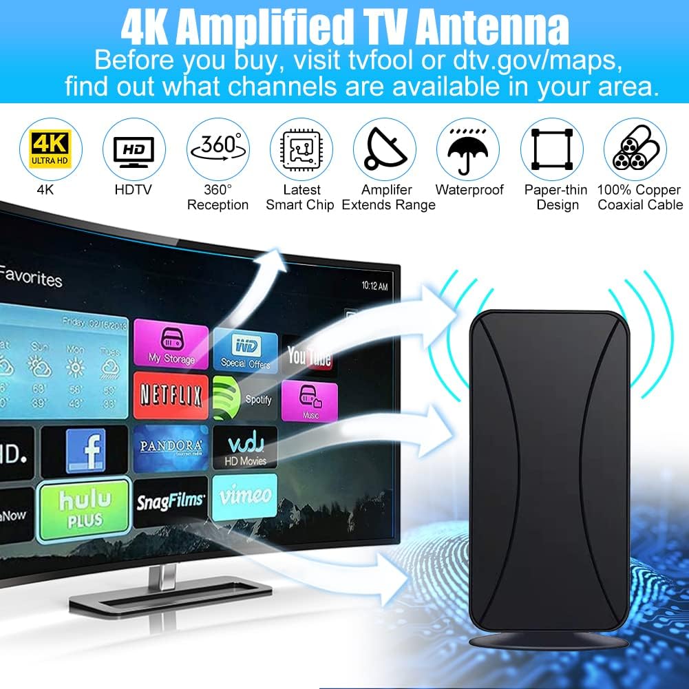 HD Digital TV Antenna with 36ft Coax Cable T493