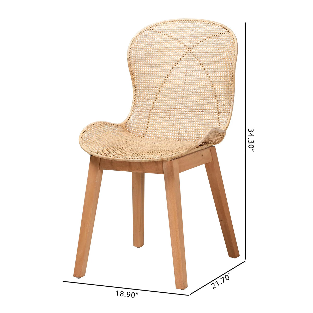 Natural Brown Mahogany and Rattan 2-Piece Dining Chair Set A6137