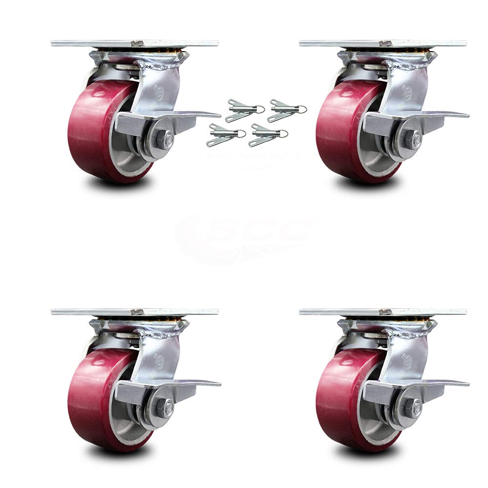 4 x 2 Maroon Wheels Swivel Caster Set 4 A9339