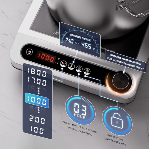 1800W Commercial Induction Cooktop with 3 Hours Timer E8914