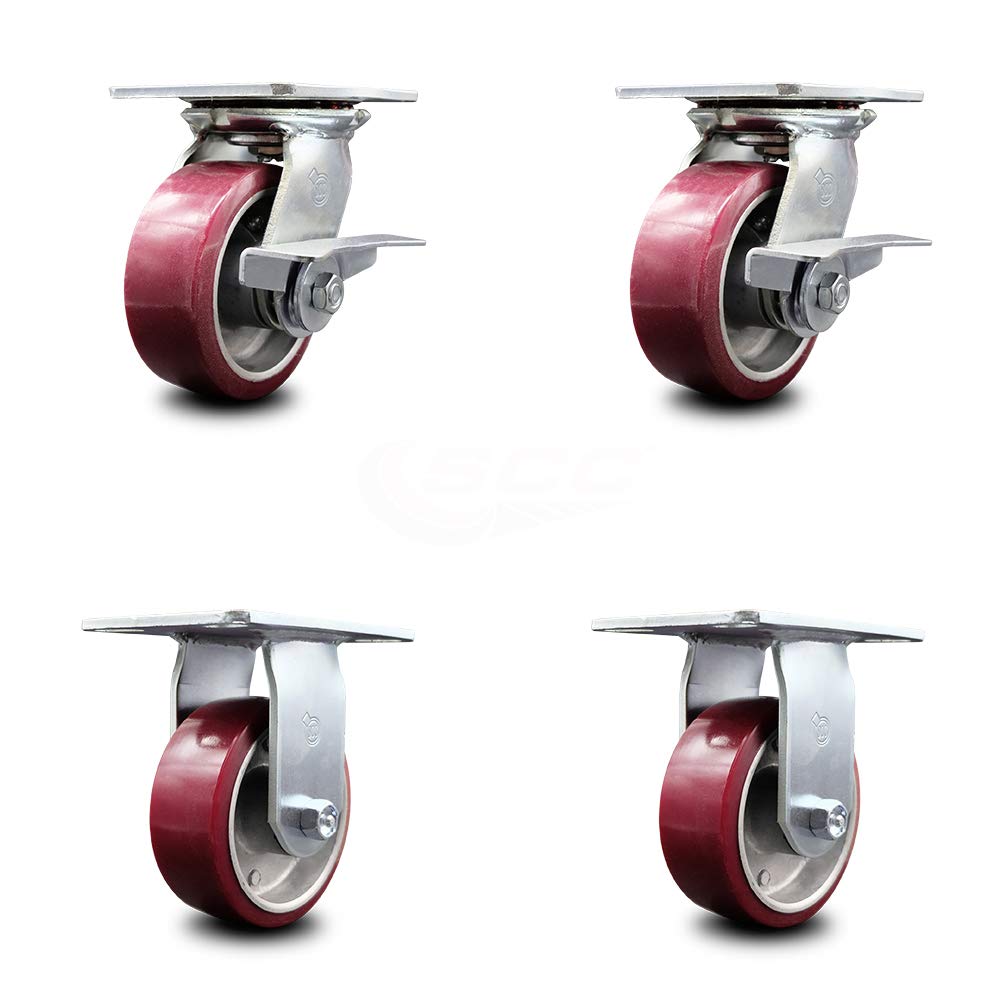 4 x 2 Maroon Wheels Swivel Caster Set 4 A9339