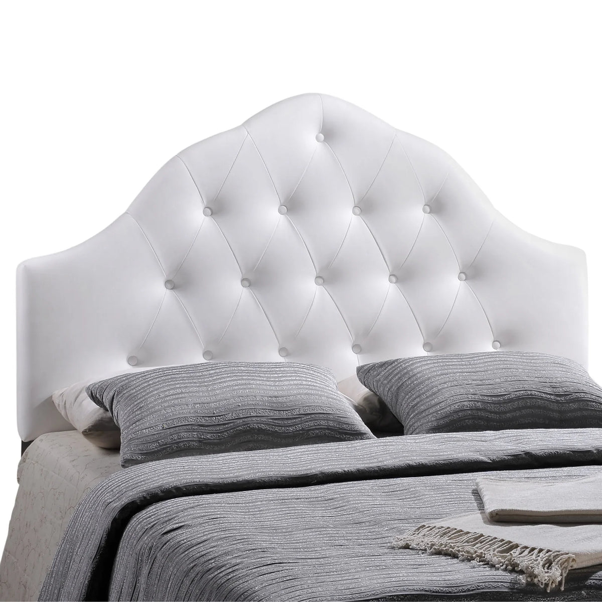 Full Size White Faux Leather Vinyl Headboard T92127