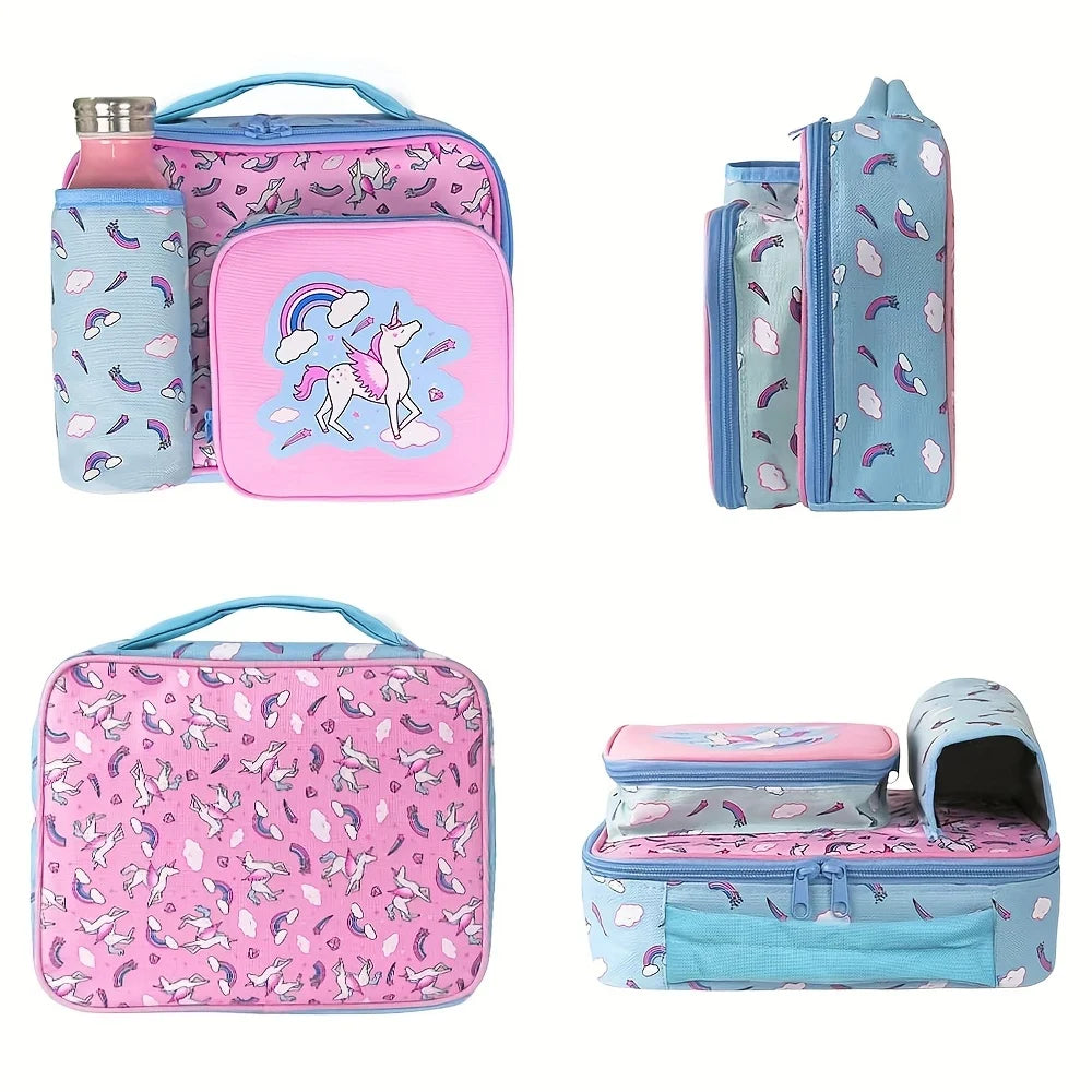 Insulated Lunch Bag with Bottle Holder, 3 Compartments K11219