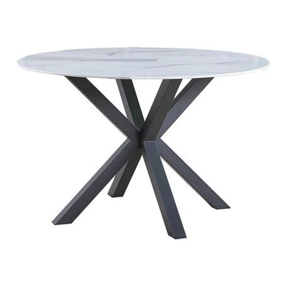 White Marble Dining Table with Glass and Gray Chairs G2885