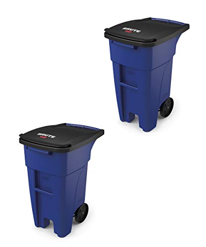 50-Gallon Gray Heavy-Duty Wheeled Trash Can, Pack of 2 Y528