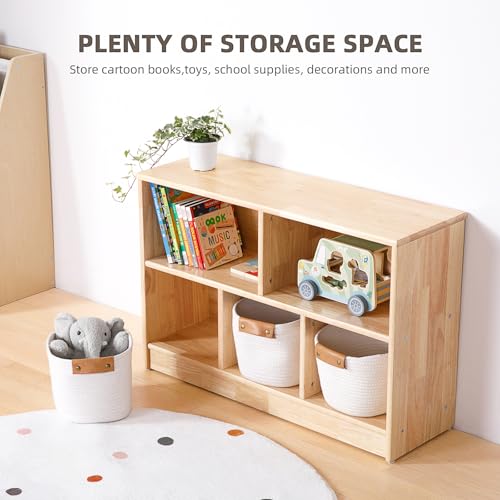 Rubber Wood 3-Compartment 2-Tier Storage Cabinet Y982829