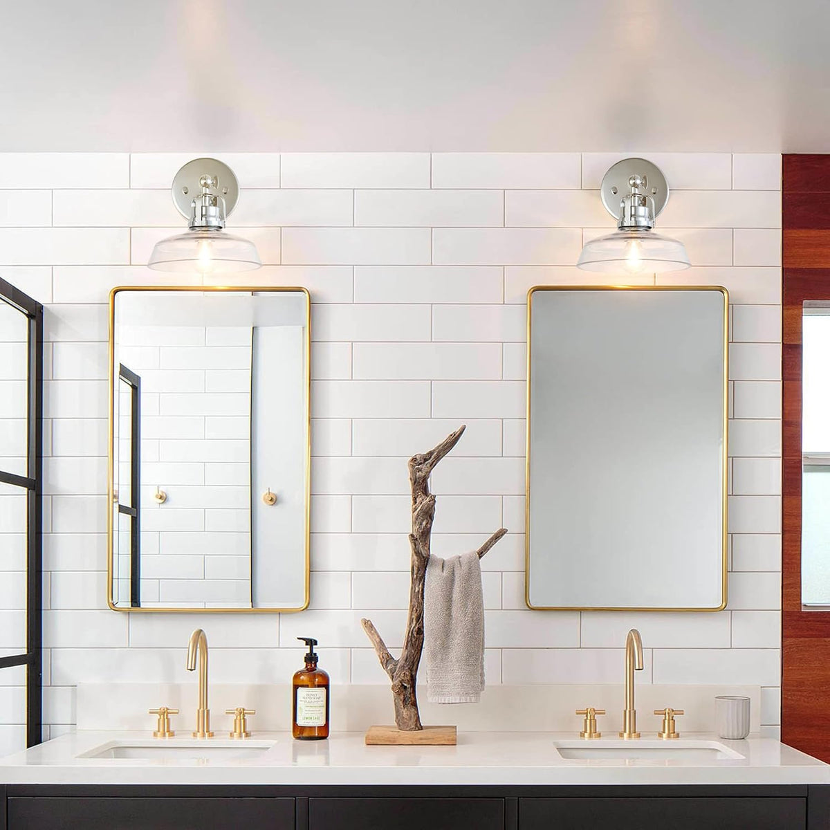 Chrome 1 Light Wall Sconce with Clear Glass Shade J91112