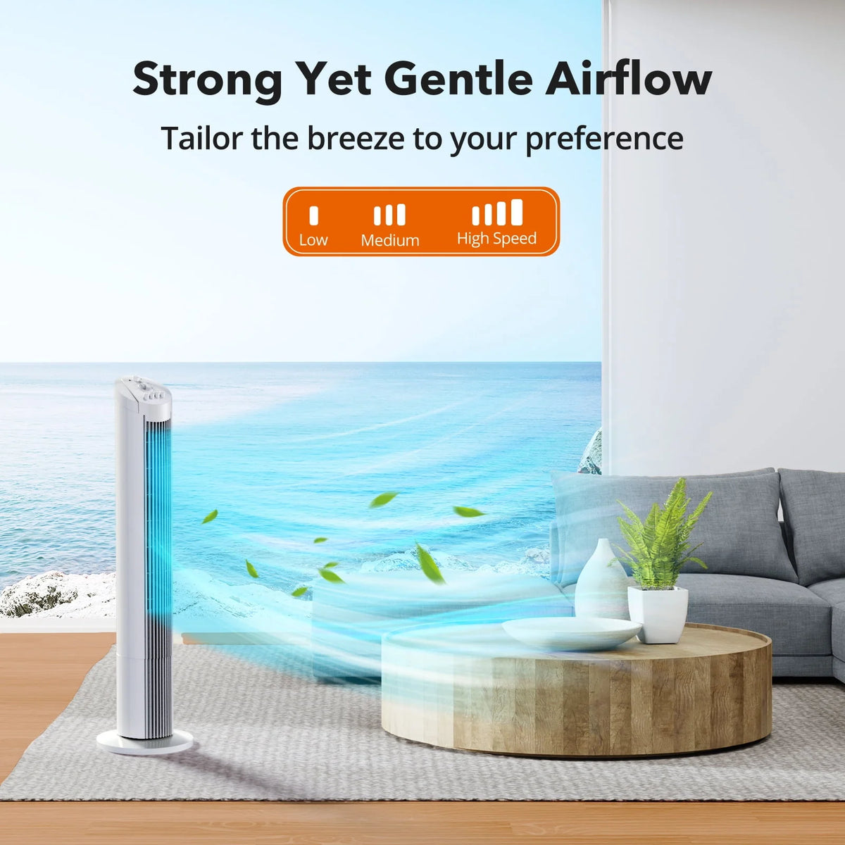 36" Oscillating Tower Fan, 3 Speeds, Timer I115365
