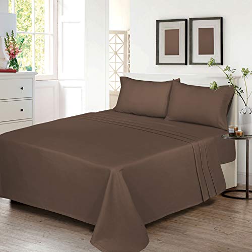 King Size 100% Cotton Brushed Flannel Bed Sheet Sets 4 Pcs Grey Plaid M19893
