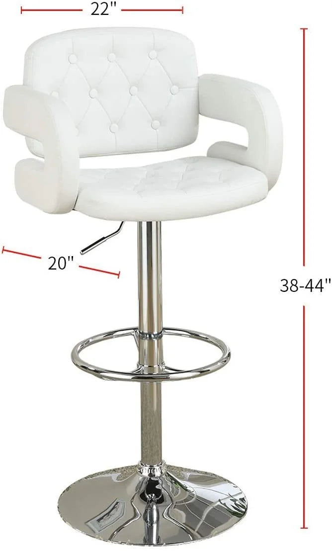 White Tufted Leather Swivel Barstool E5638