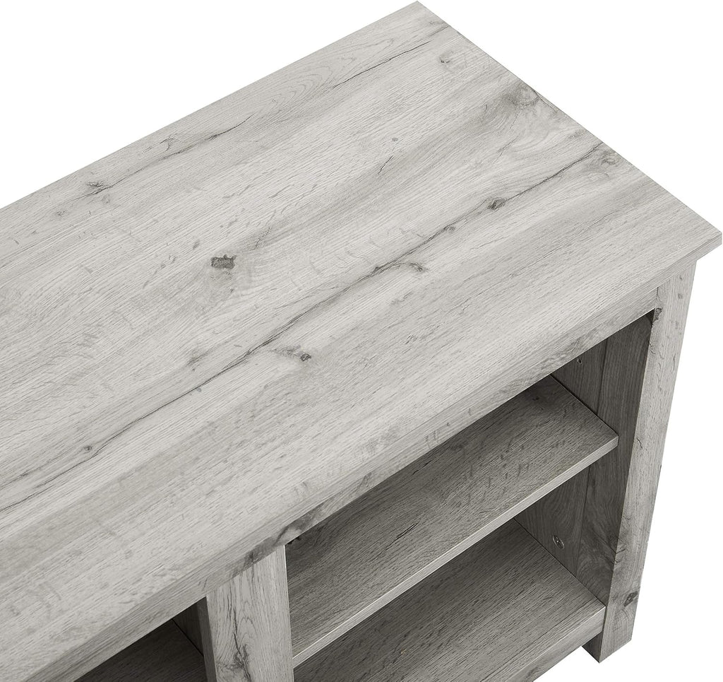 Light Grey Farmhouse Wooden TV Stand with Electric Fireplace P23633