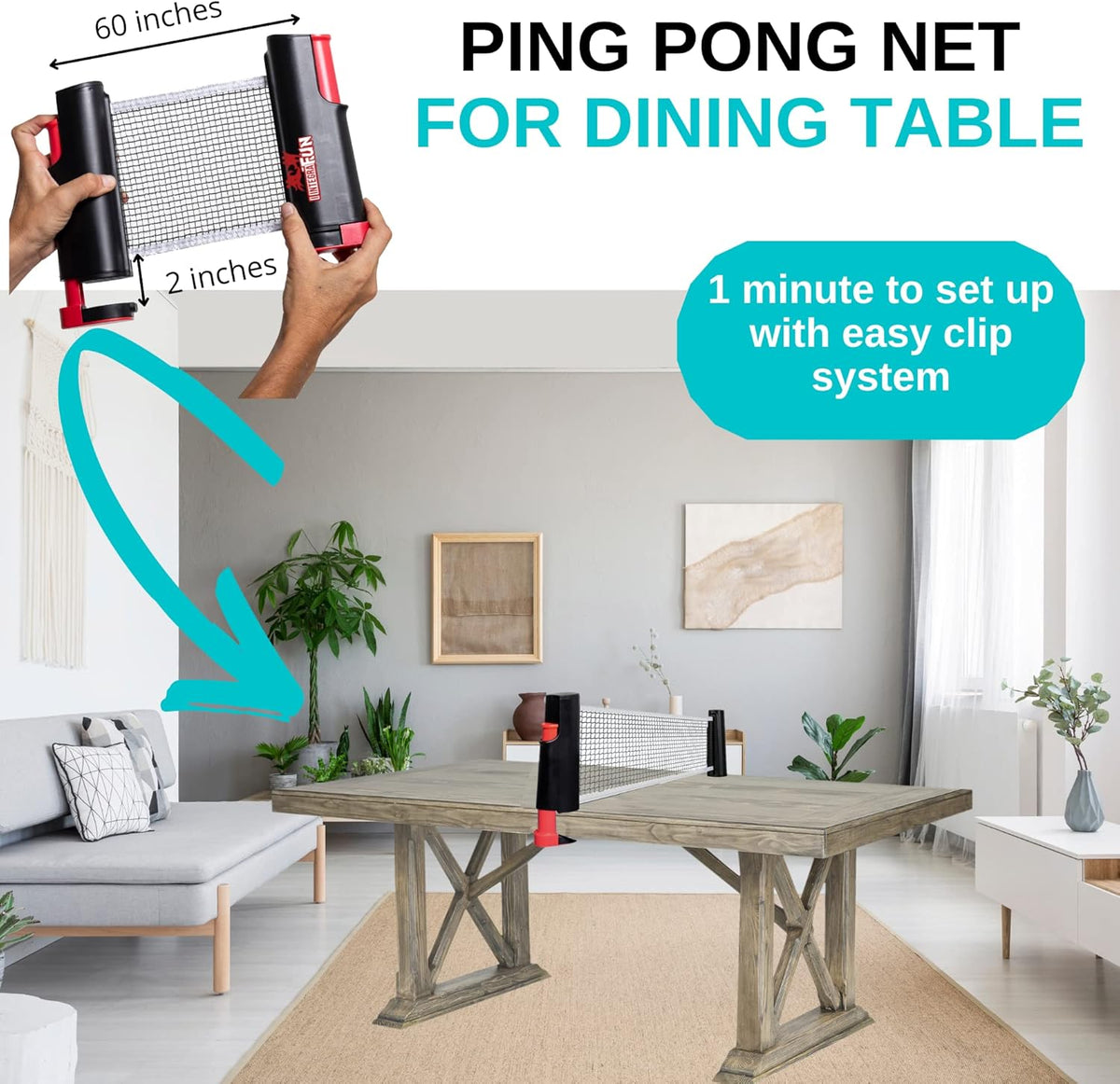 Ping Pong Paddle Set with Net and Balls E181