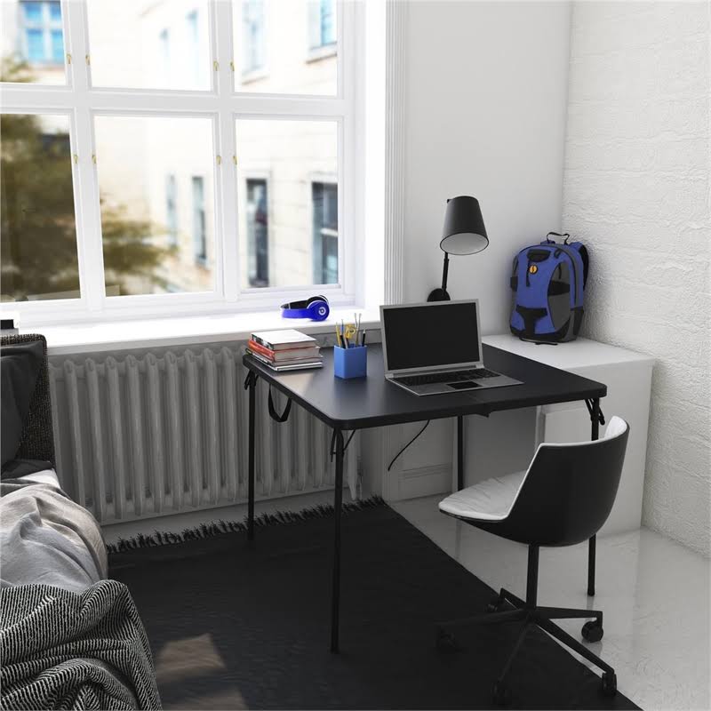 Black Resin Fold-in-Half Card Table H2591