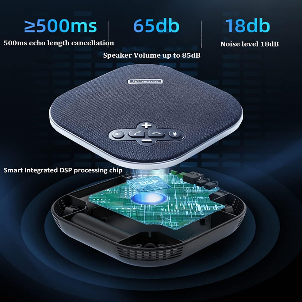 Wireless Conference Speaker with 4 Mics for 10-12 People W274
