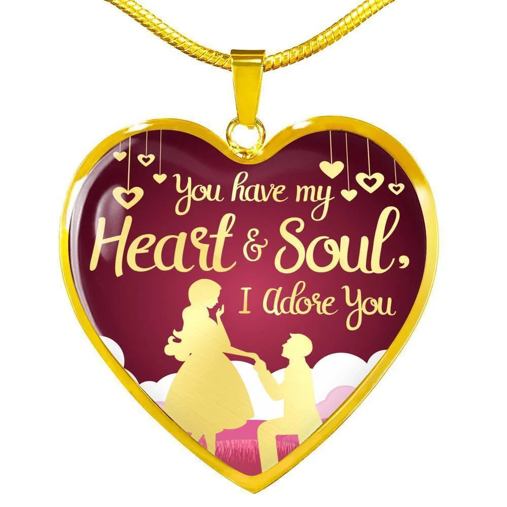 Stainless Steel or 18k Gold Heart Pendant Necklace B35957