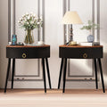 Black Metal End Table Set of 2 with Drawer P91627