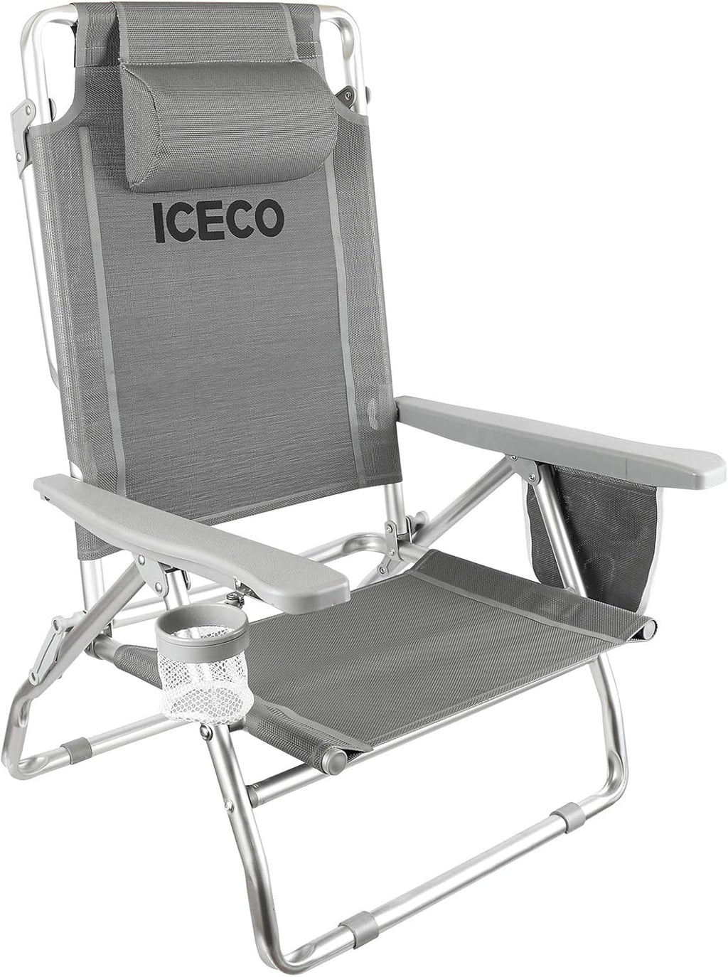 5-Position Folding Aluminium Camping Chair with Cup Holder Storage Bag A812141