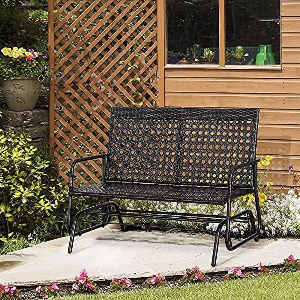 Black Wicker Glider Bench Rocking Chair E336146