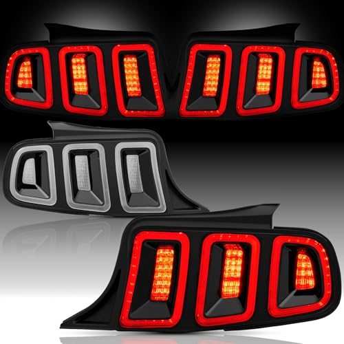 LED Tail Lights Assembly with Sequential Signal Light, Black Housing Clear Lens L3175