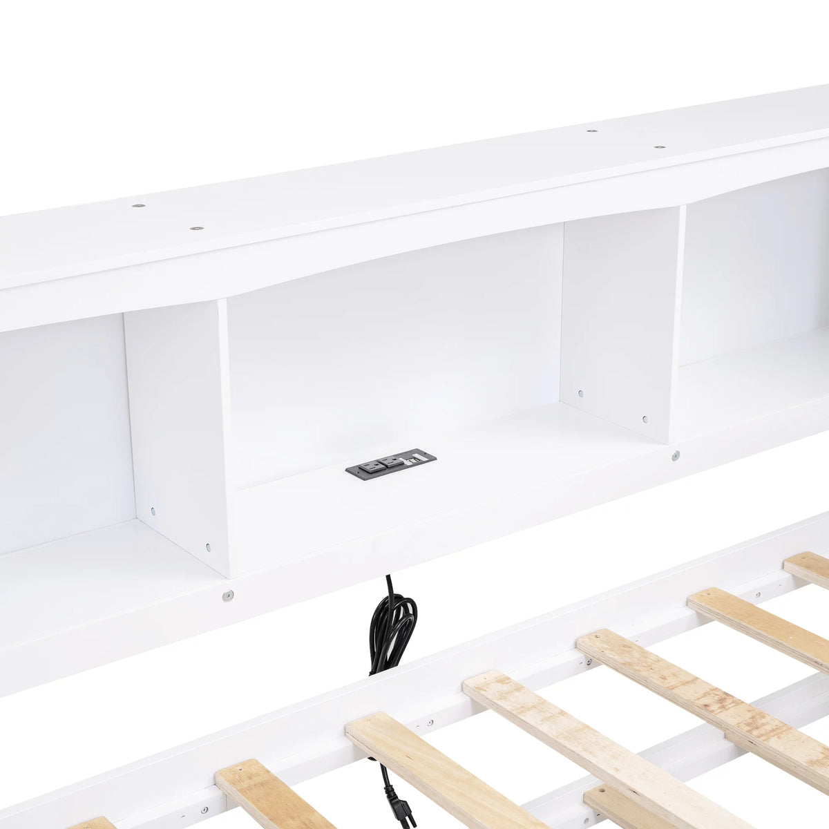 Twin over Twin Size Wood Daybed with Trundle and Storage Cabinets (White) Q866254