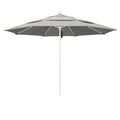 11' Market Umbrella Frame Matted White Fabric Sunbrella Granite E2219
