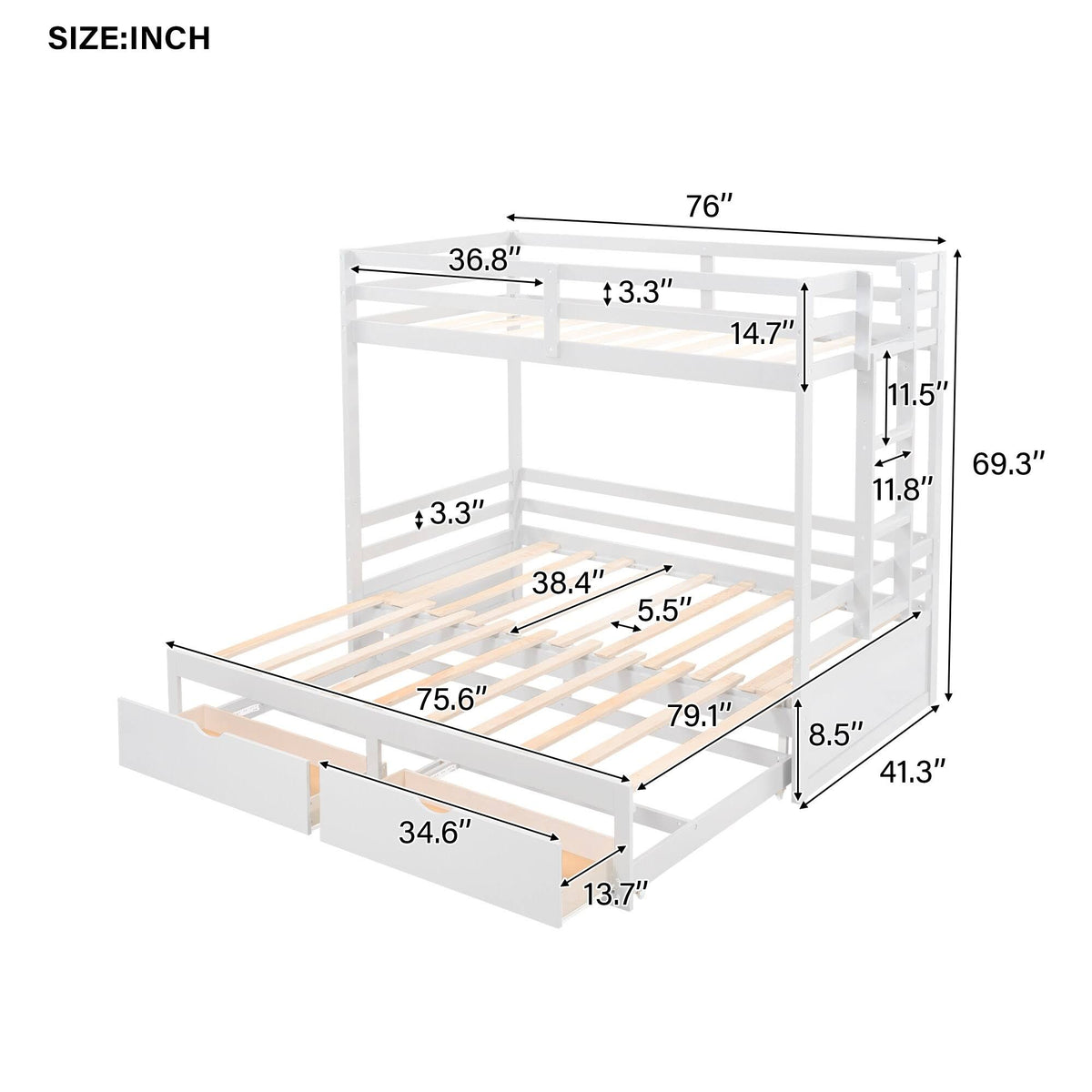 White Convertible Bunk Bed I85581