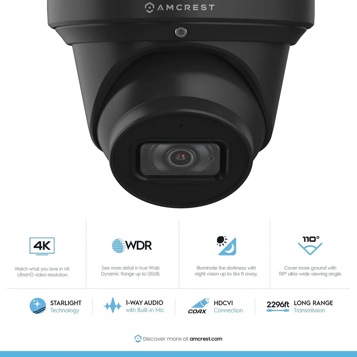 Analog 4K Outdoor Turret Security Camera, 8MP, 98ft Night Vision, Black S94072