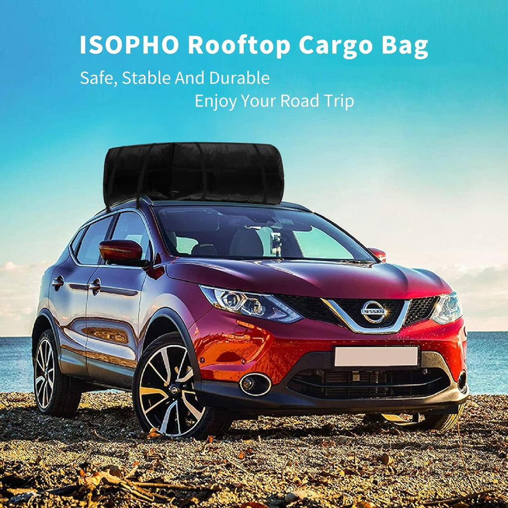 15 Cubic ft Waterproof Roof Cargo Bag with Anti-Slip Mat and 6 Heavy-Duty Straps B89756