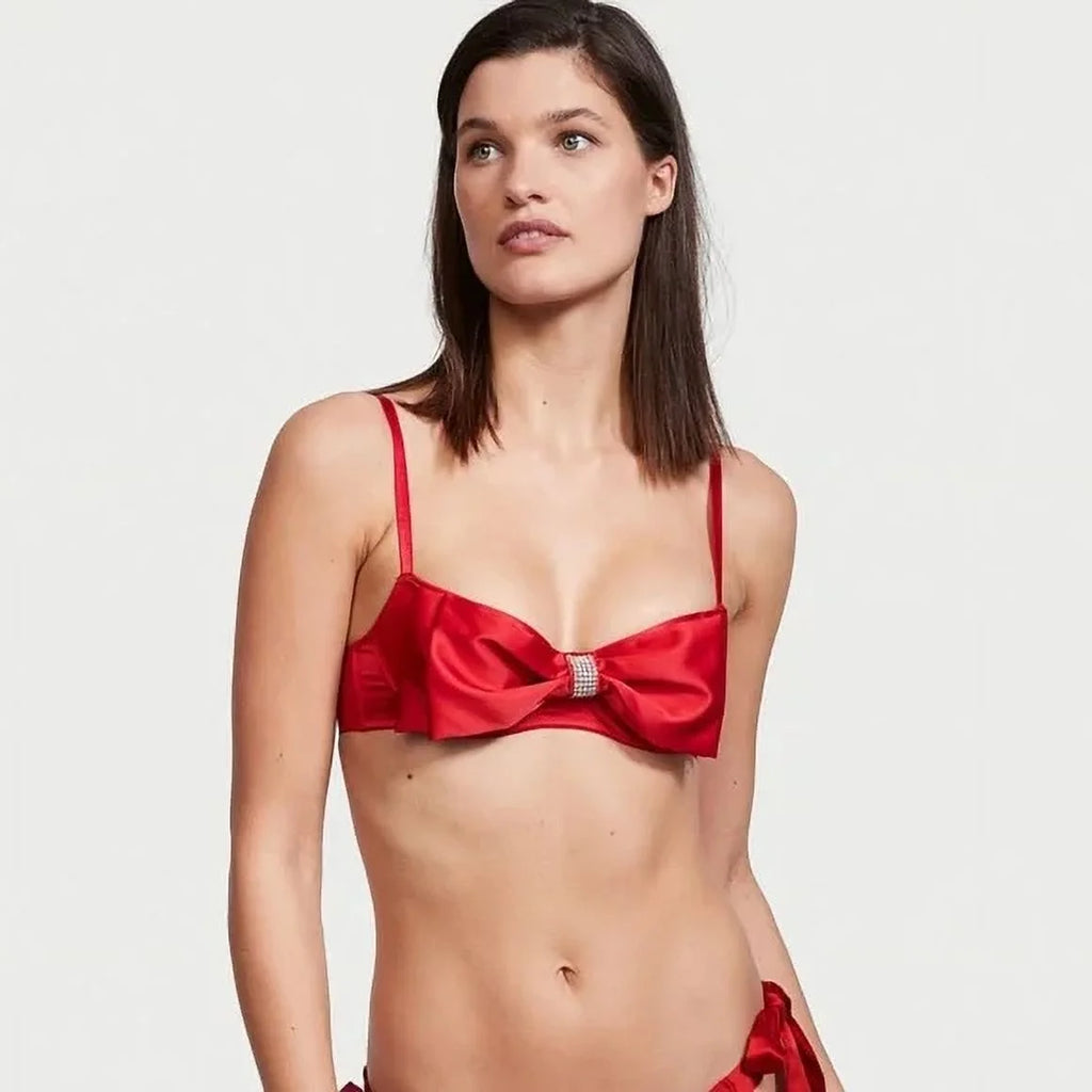 Red Unlined Sheer Mesh Balconette Bra T4564