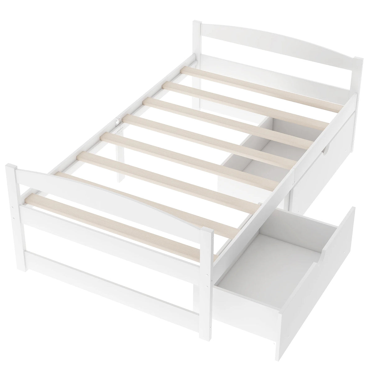 White Twin Size Platform Bed with 2 Drawers V22962