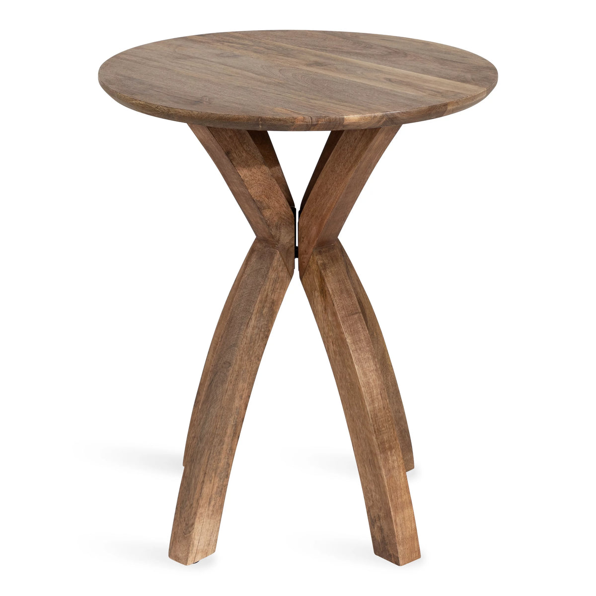 Mid-Century Round Wood Side Table, 20 x 20 x 25, Natural F910