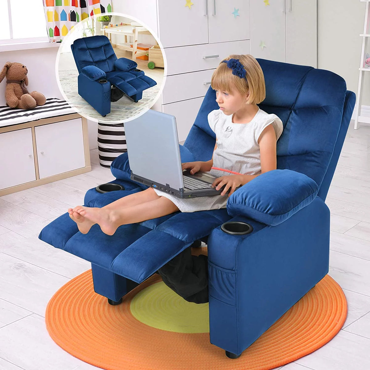 Kids Recliner Chair with Cup Holder U166497