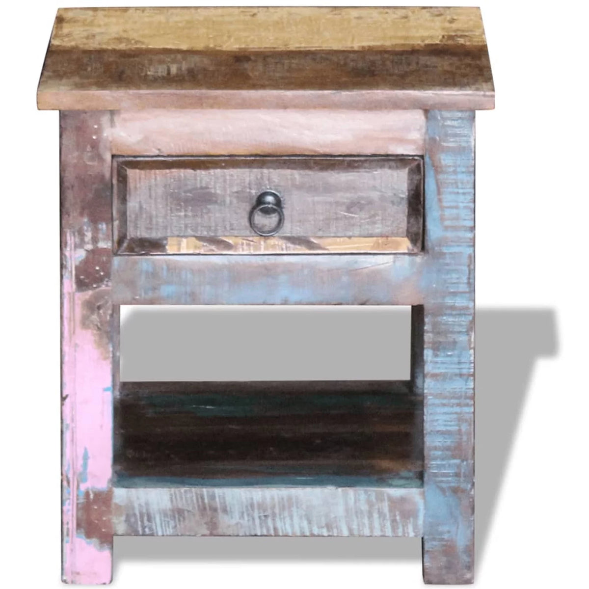 Solid Reclaimed Wood Side Table with 1 Drawer Q669