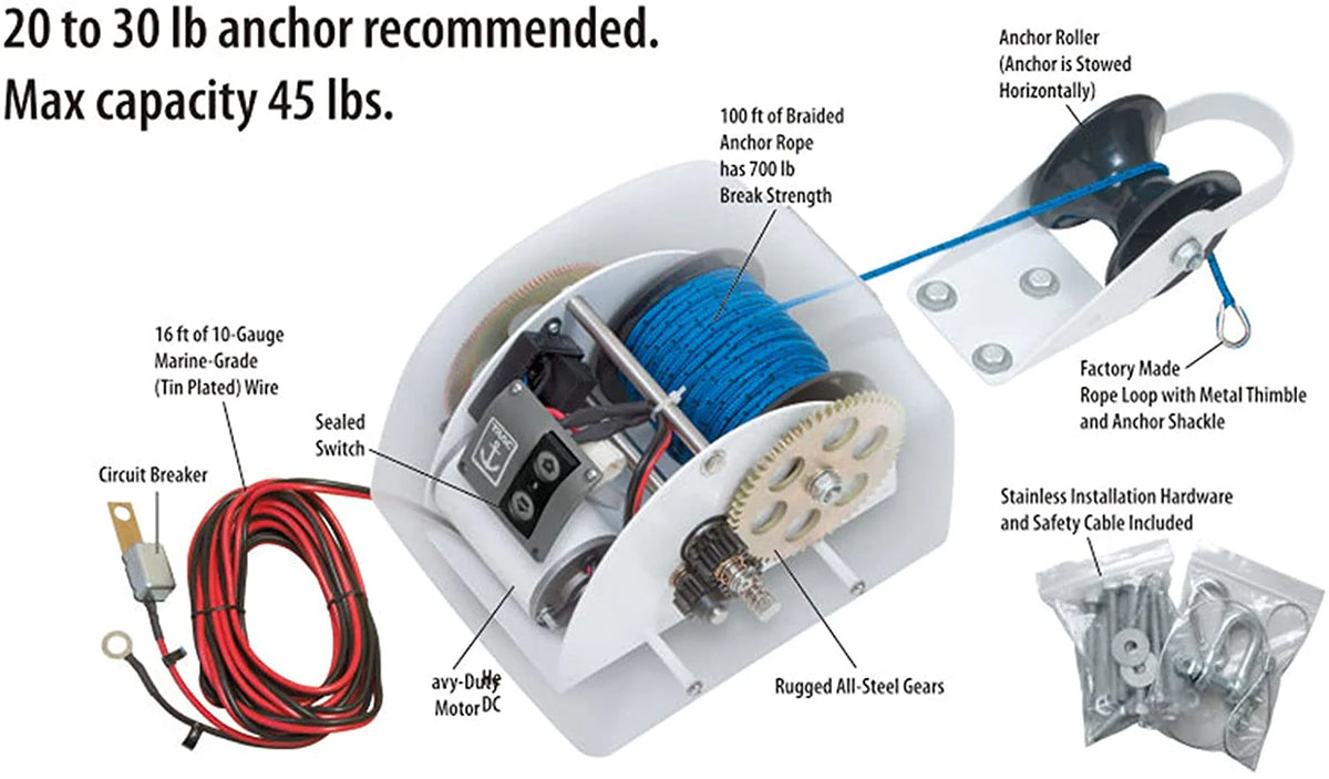 Electric Anchor Winch with Wireless Remote Control 25LBS L692119