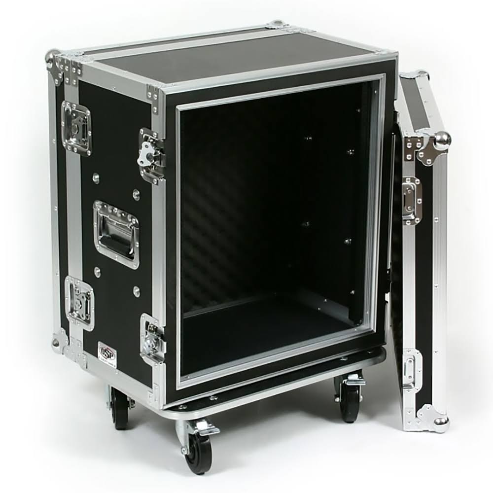 12 Space ATA Shock Mount Effects Rack Case with Casters D986