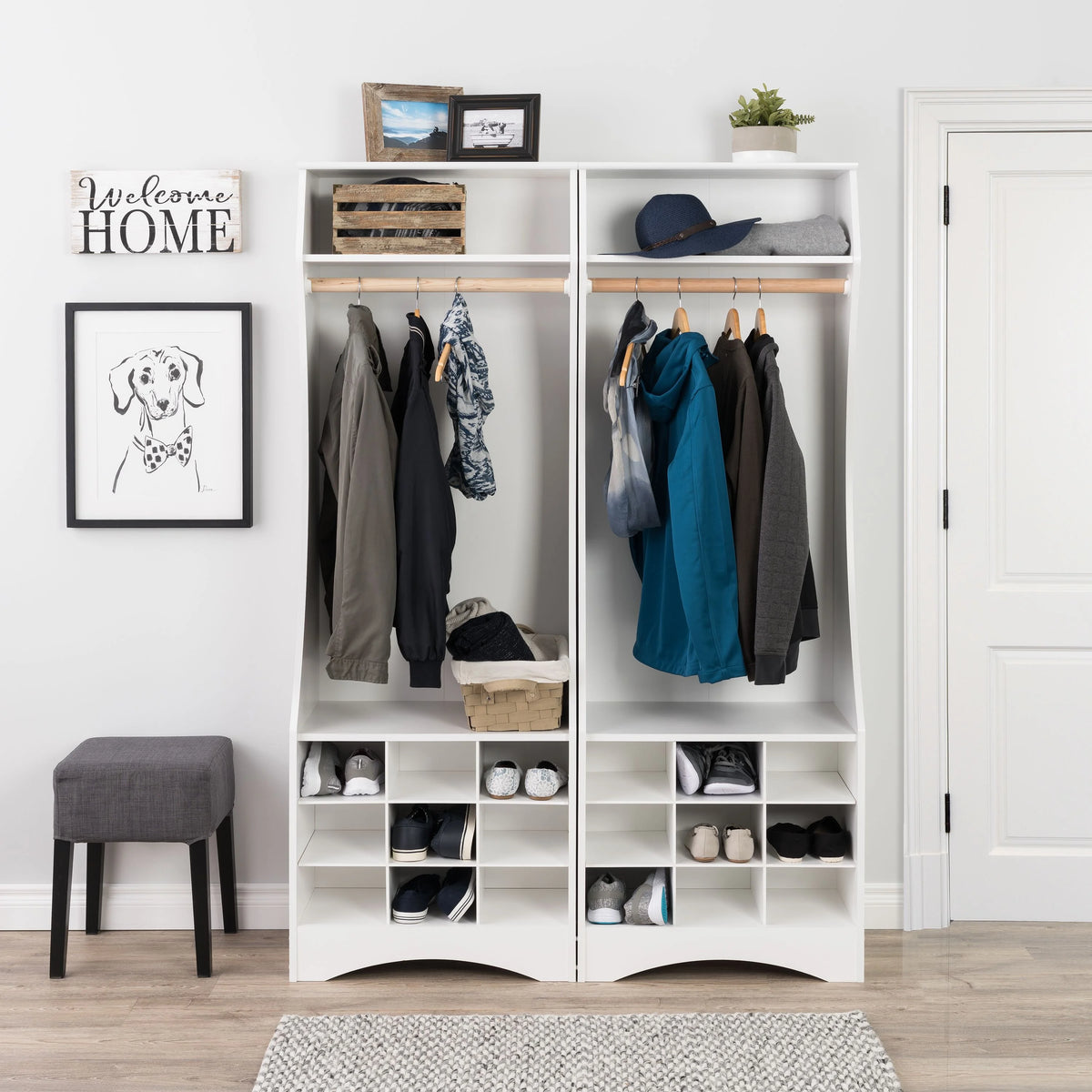 White Compact Wardrobe with Shoe Storage Z54829