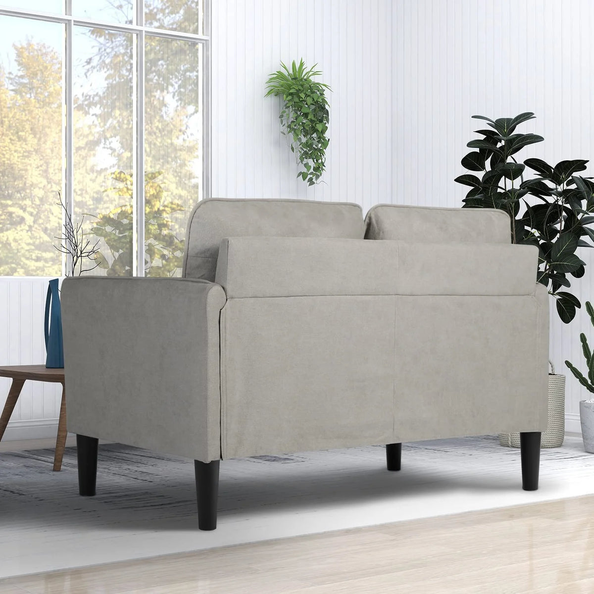Light Grey Fabric Loveseat Sofa L77959