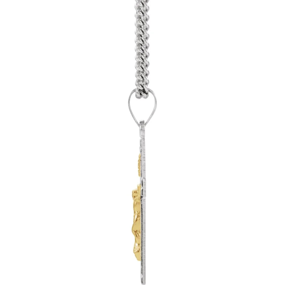 Polished Crucifix Pendant Necklace With 24 Inch Chain H2367