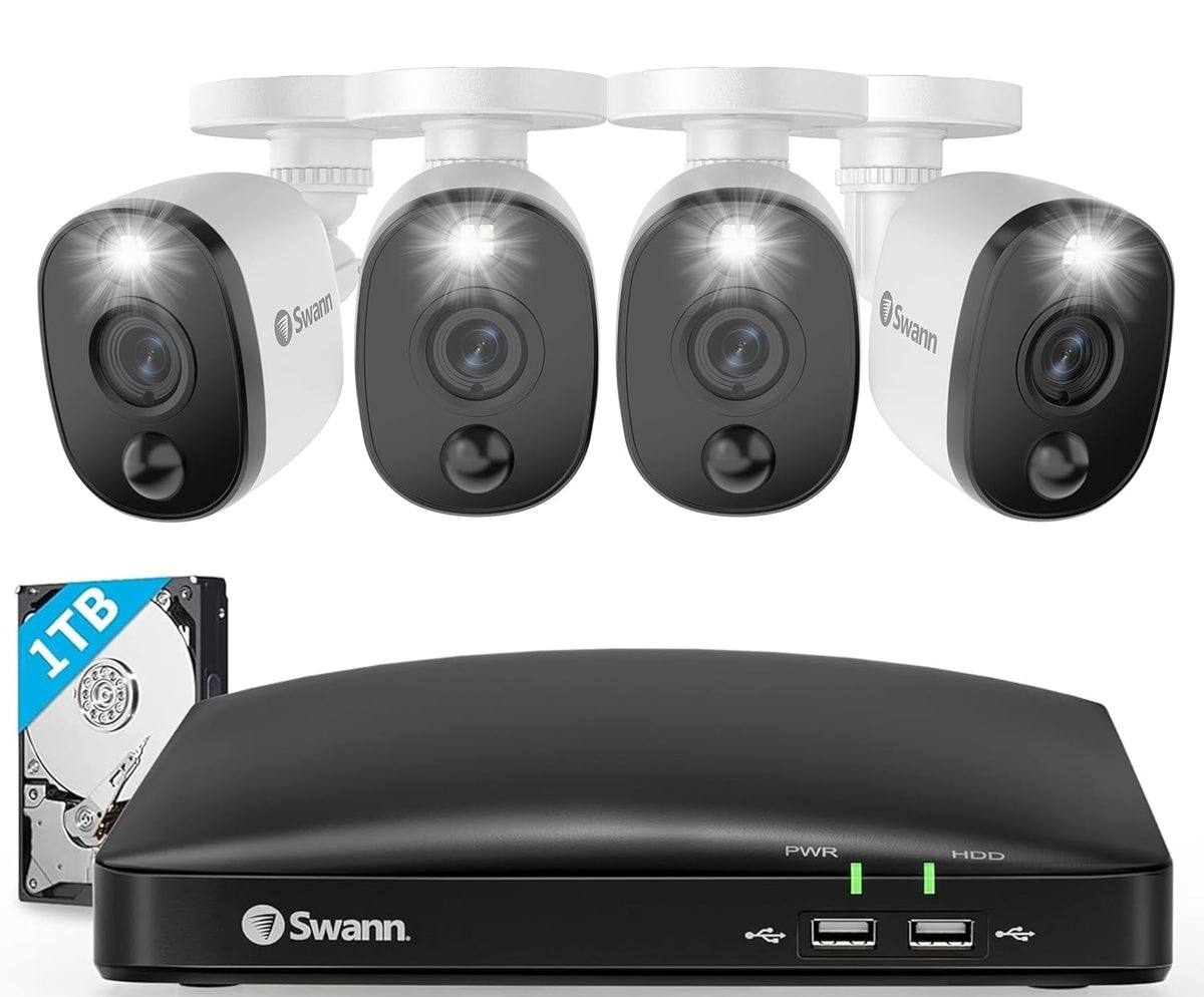 8 Channel 4 Camera 1080p DVR Security Camera System with 1TB HDD Q418