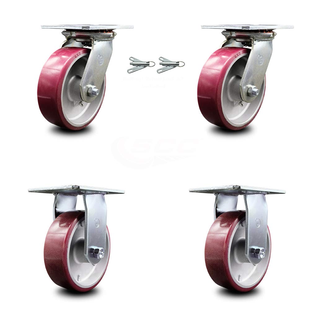 4 x 2 Maroon Wheels Swivel Caster Set 4 A9339