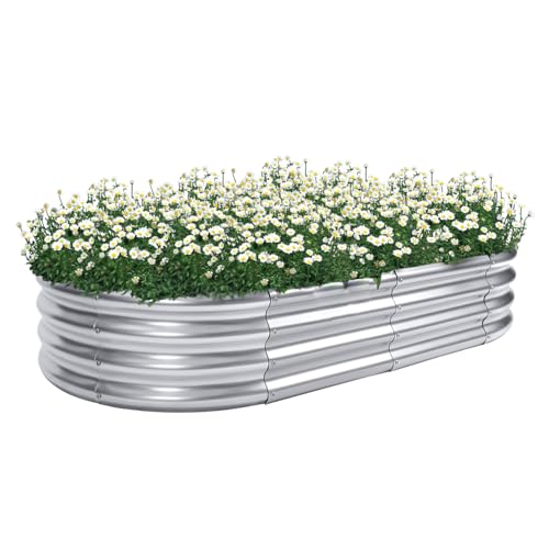Galvanized Oval Metal Raised Garden Bed, 4x2x1ft F346279