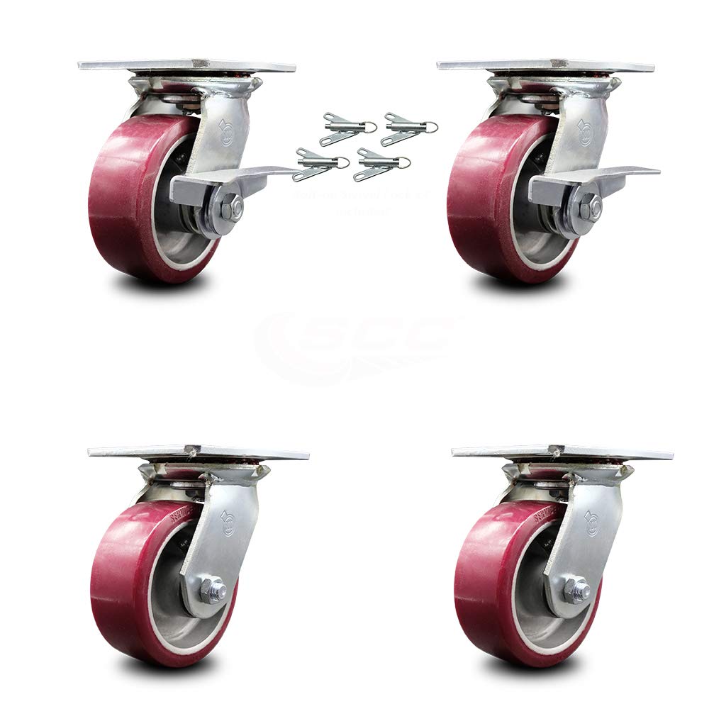 4 x 2 Maroon Wheels Swivel Caster Set 4 A9339