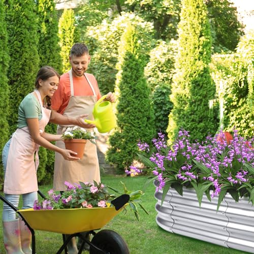Galvanized Oval Metal Raised Garden Bed, 4x2x1ft F346279