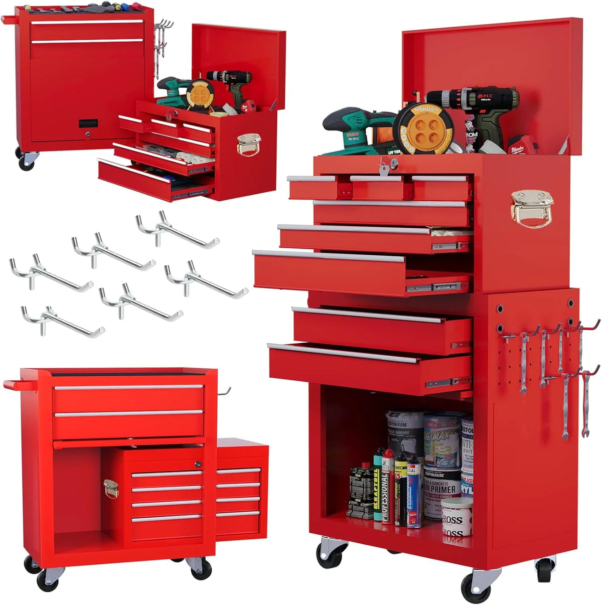 9 Drawer Rolling Tool Chest Black W256