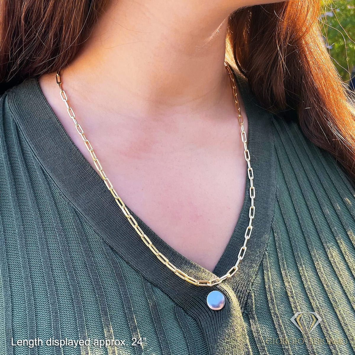 925 Sterling Silver Yellow Gold Plated Cable Link Necklace L85870