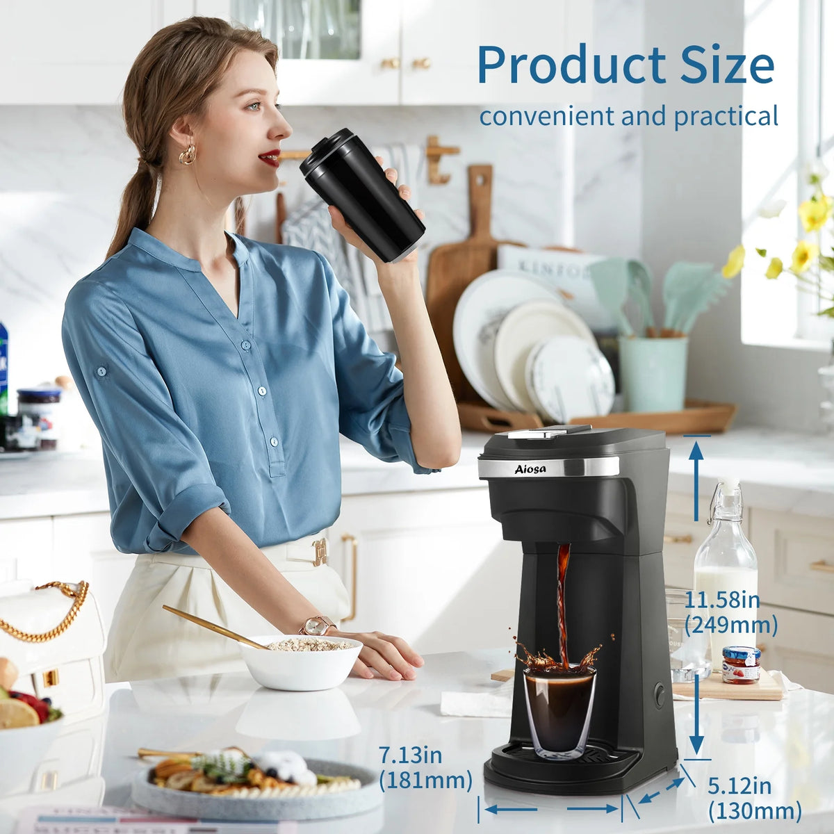 2 in 1 K Cup Coffee Maker with Single Travel Cup S791
