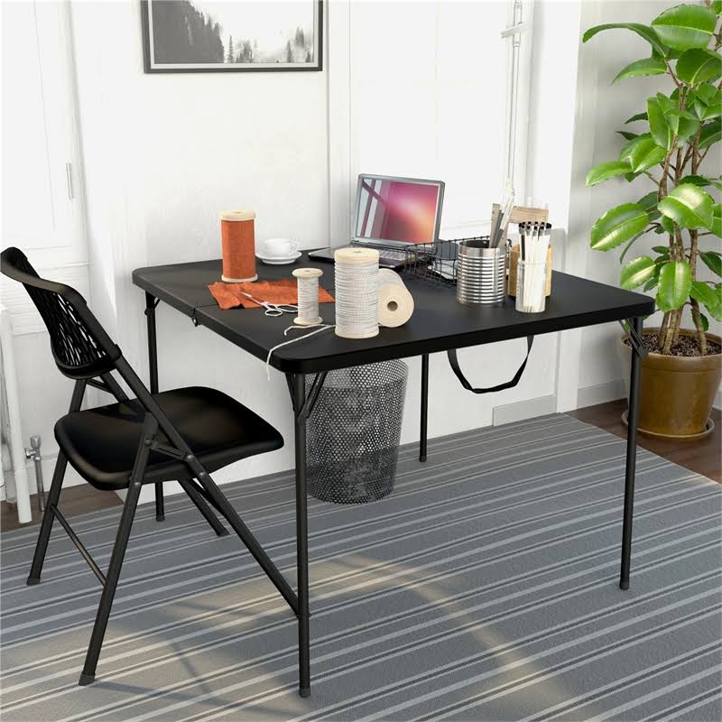 Black Resin Fold-in-Half Card Table H2591