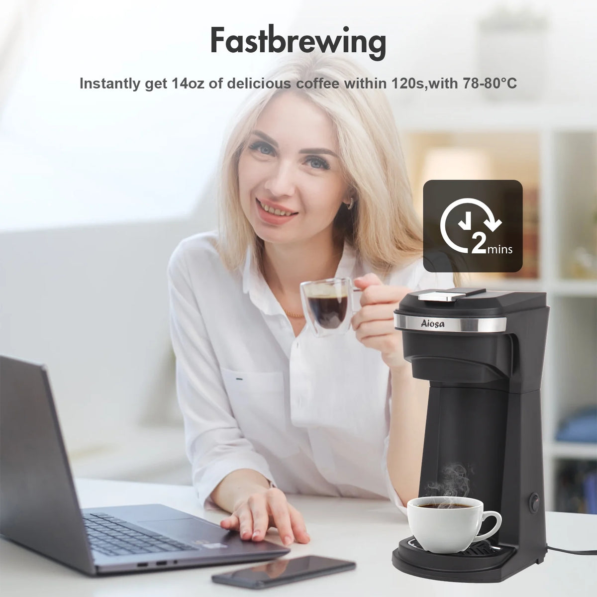 2 in 1 K Cup Coffee Maker with Single Travel Cup S791